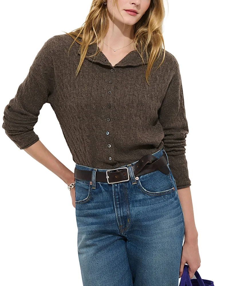 Taylor Wool & Cashmere Cable Knit Cardigan Sweater by Alex Mill