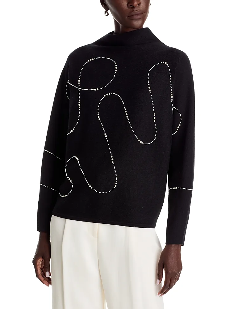 T Tahari Pearl Curved Lines Dolman Sleeve Sweater by Tahari