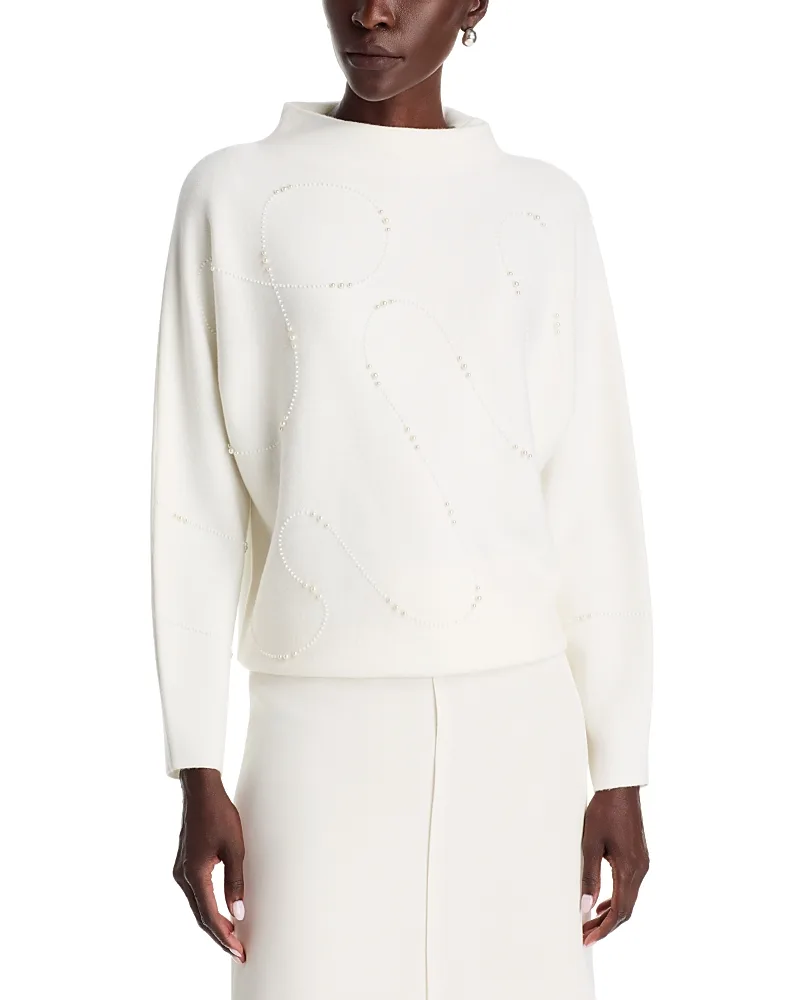 T Tahari Pearl Curved Lines Dolman Sleeve Sweater