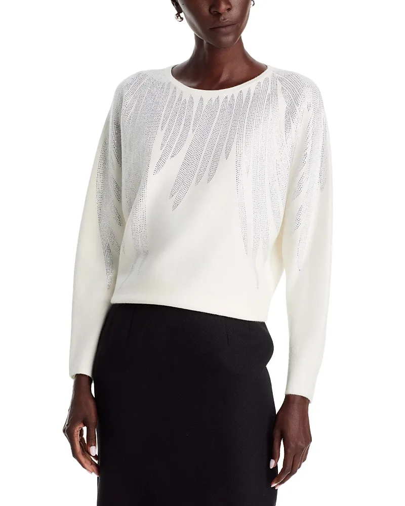 T Tahari Feather Hotfix Dolman Sleeve Sweater