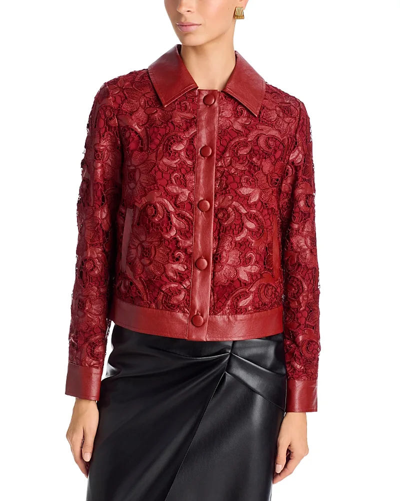 The Chayenne Faux Leather Lace Jacket by Elie Tahari