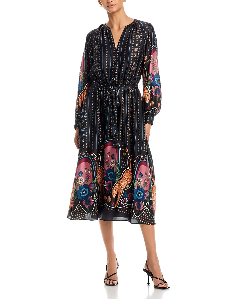 T Tahari Split Neck Midi Dress by Tahari