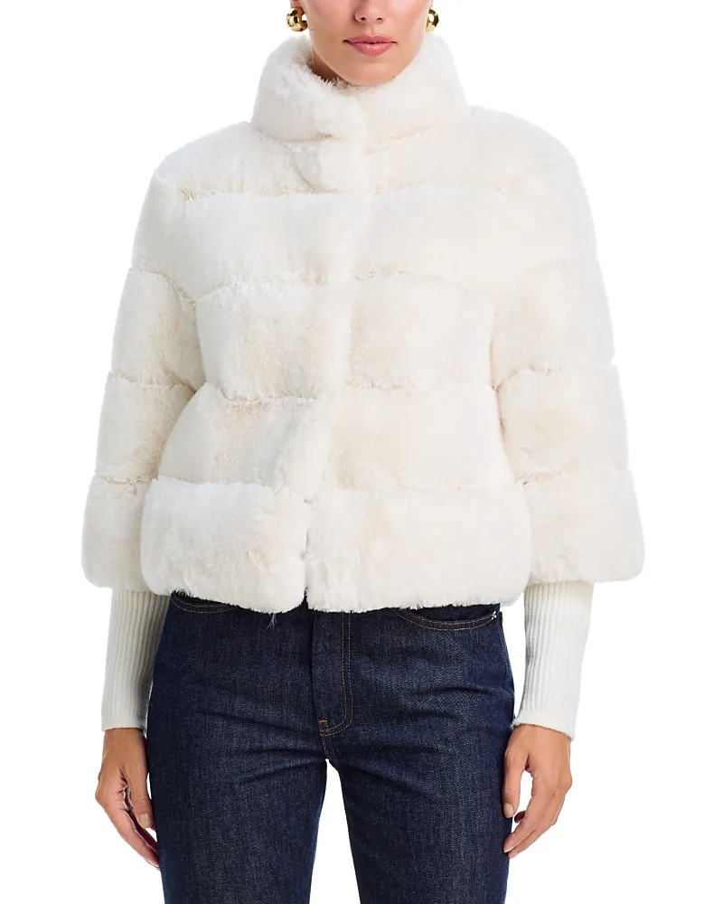 T Tahari Faux Fur Mock Neck Jacket by Tahari