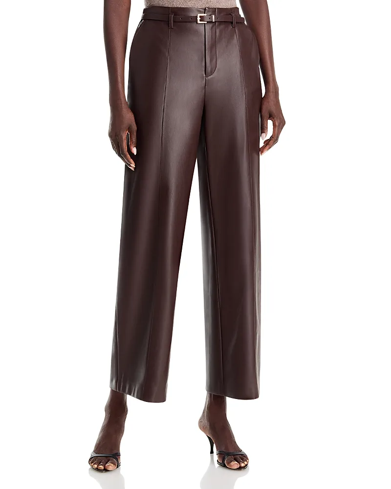 T Tahari Belted Faux Leather Pants by Tahari