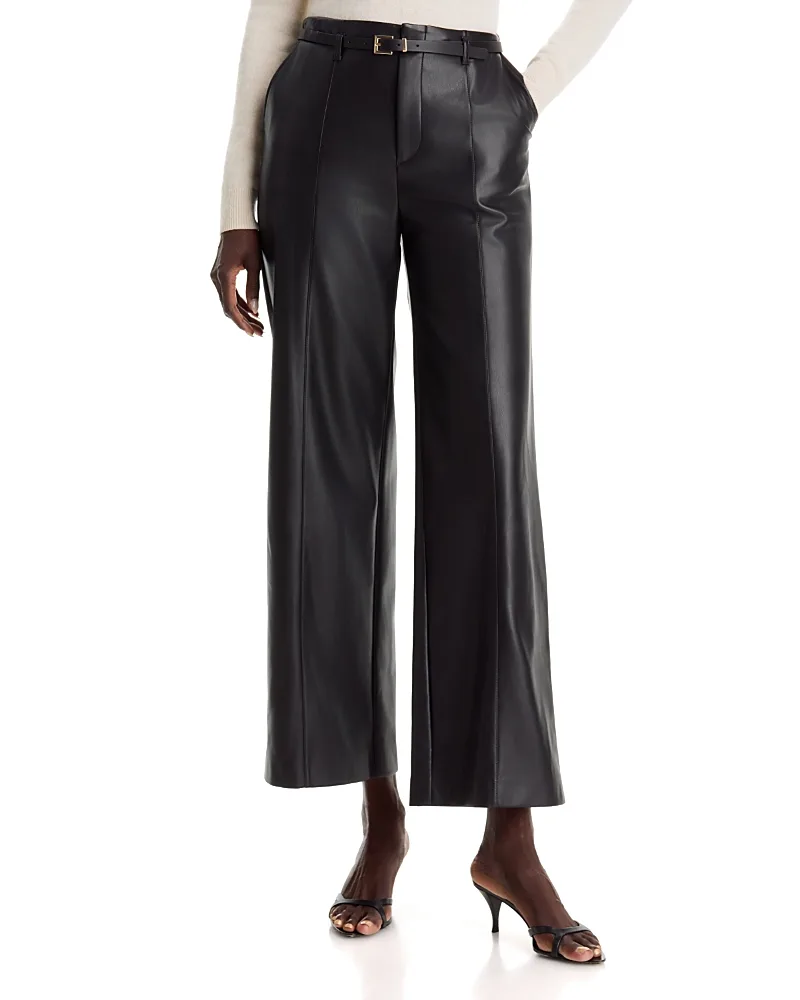 T Tahari Belted Faux Leather Pants
