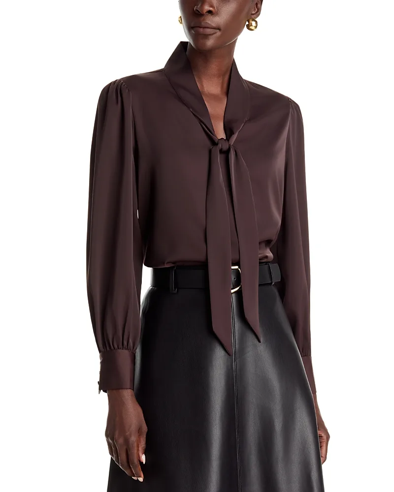 T Tahari Bow Neck Tie Blouse by Tahari