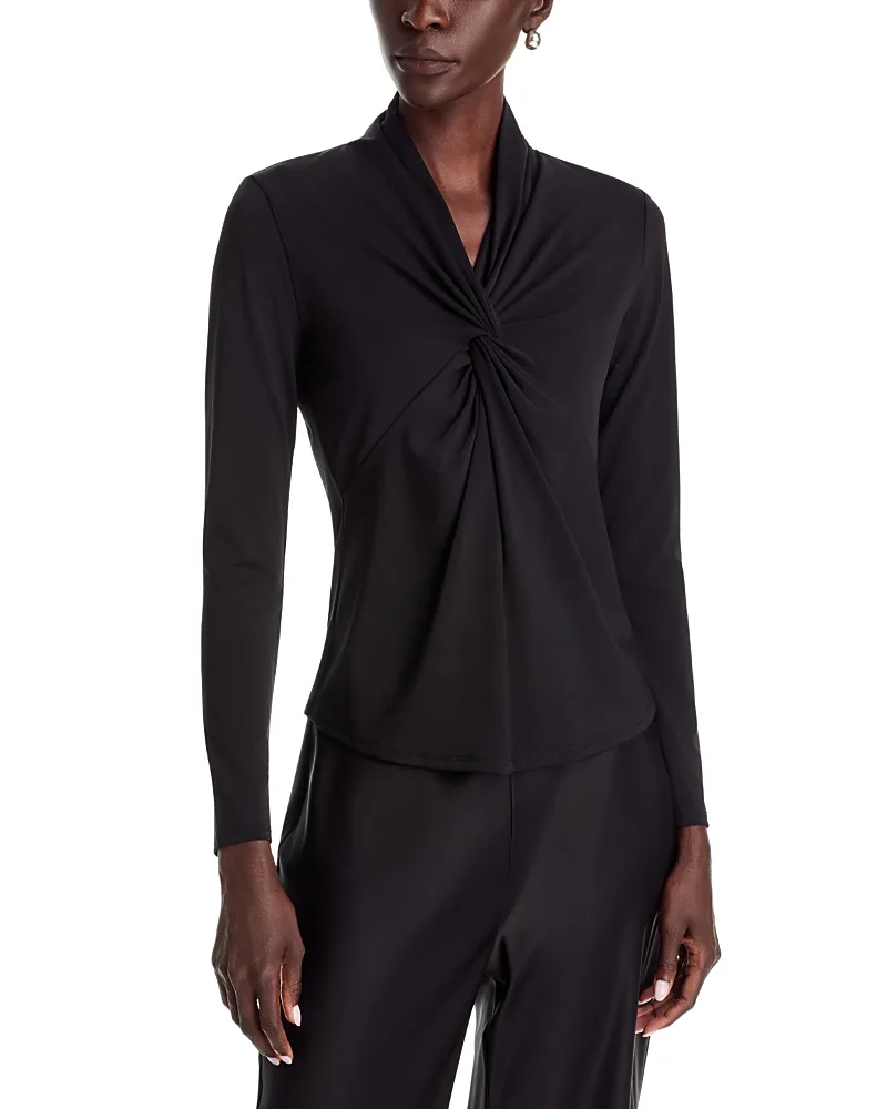 T Tahari V Neck Twist Front Long Sleeve Top