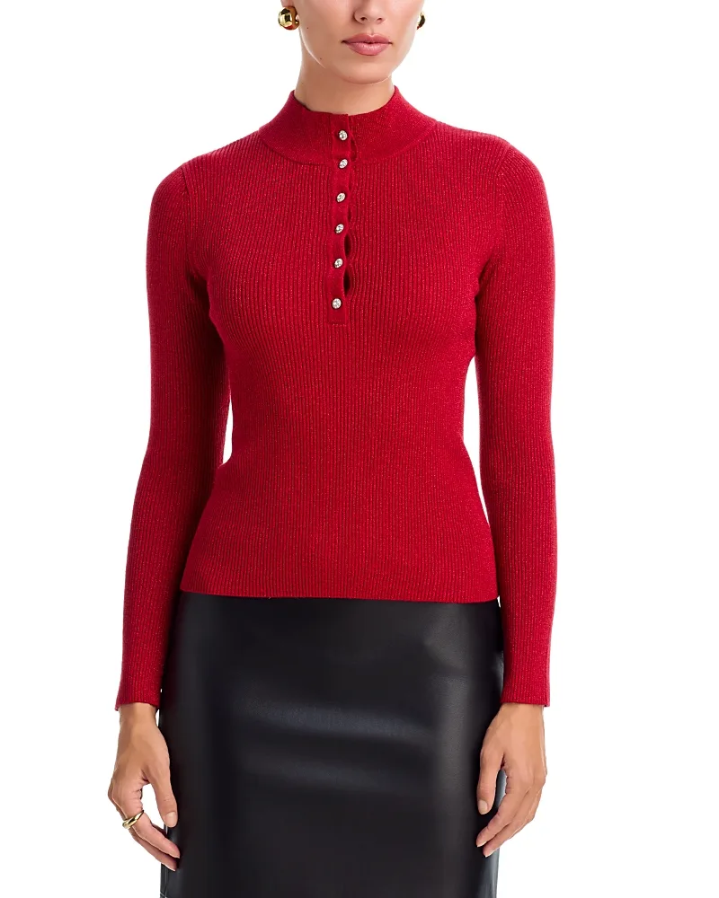 T Tahari Mock Neck Rib Knit Sweater by Tahari
