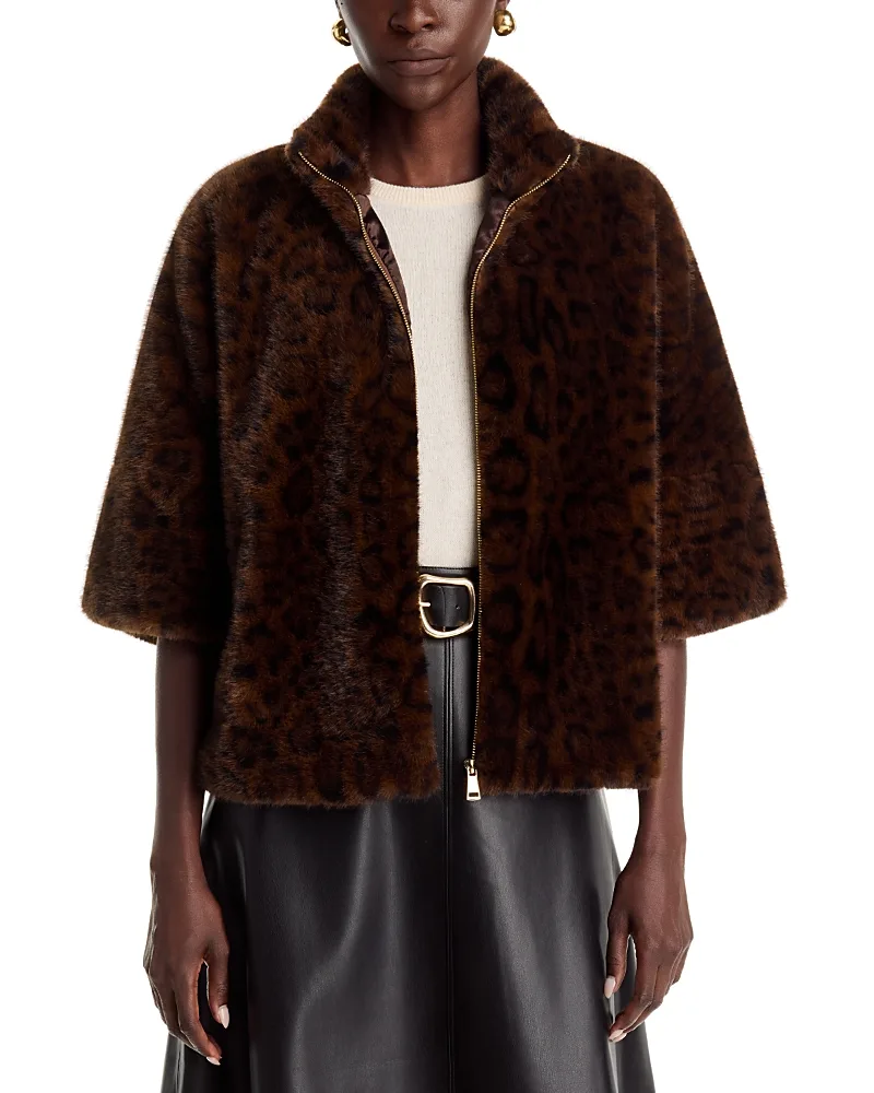 T Tahari Faux Fur Three Quarter Sleeve Jacket by Tahari