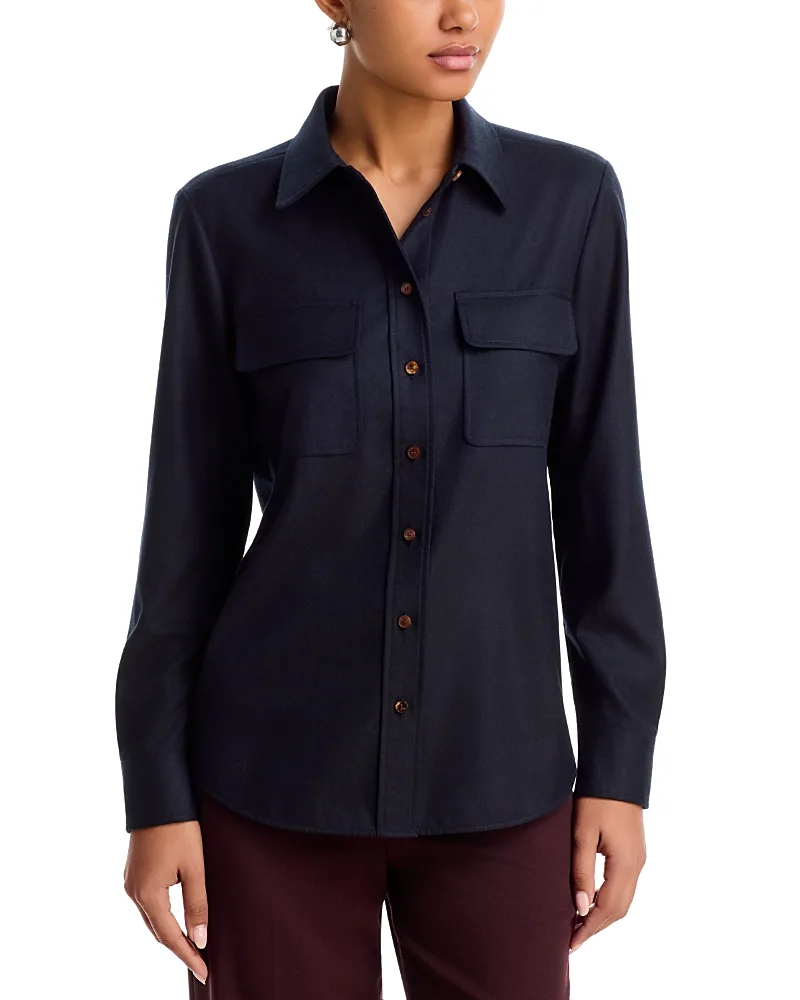 Lafayette 148 New York Flap Pocket Wool Shirt by Lafayette 148 New York