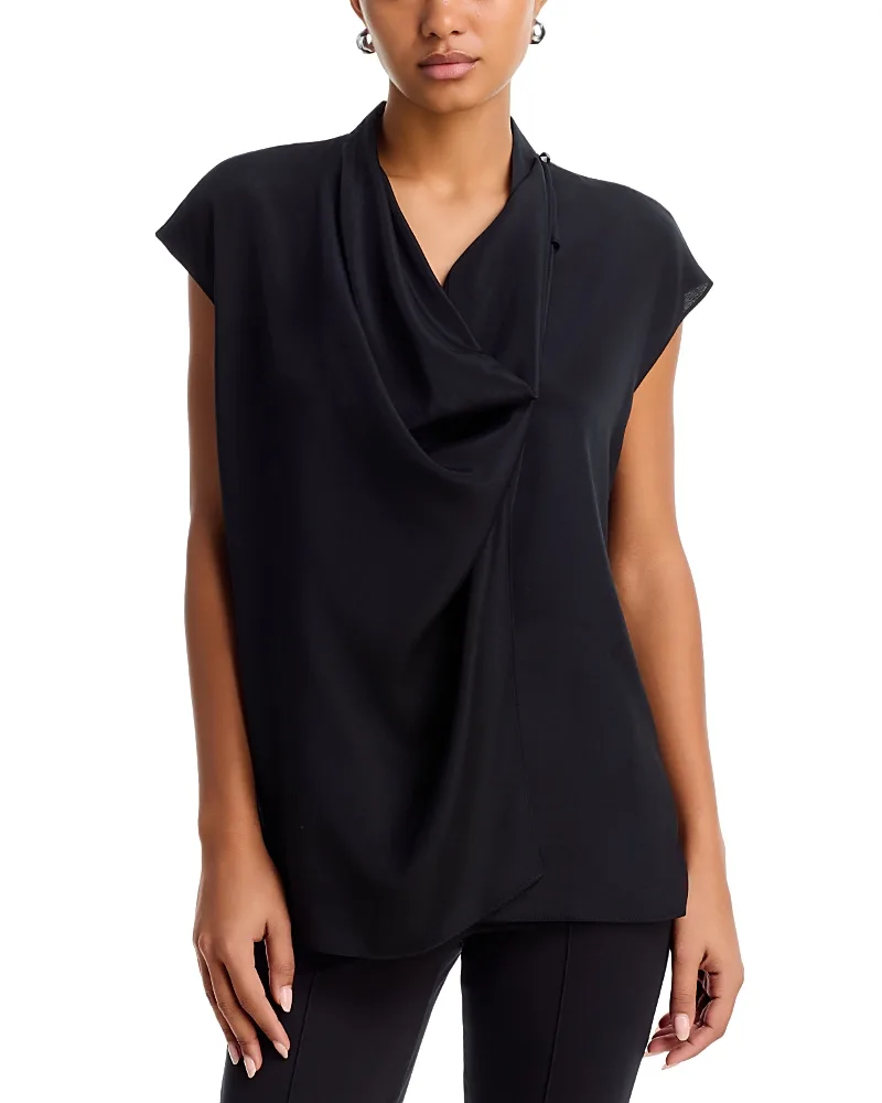 Lafayette 148 New York Silk Blend Drape Front Blouse