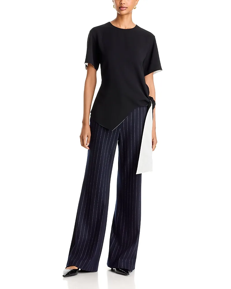 Lafayette 148 New York Crepe Reversible Side Tie Blouse by Lafayette 148 New York