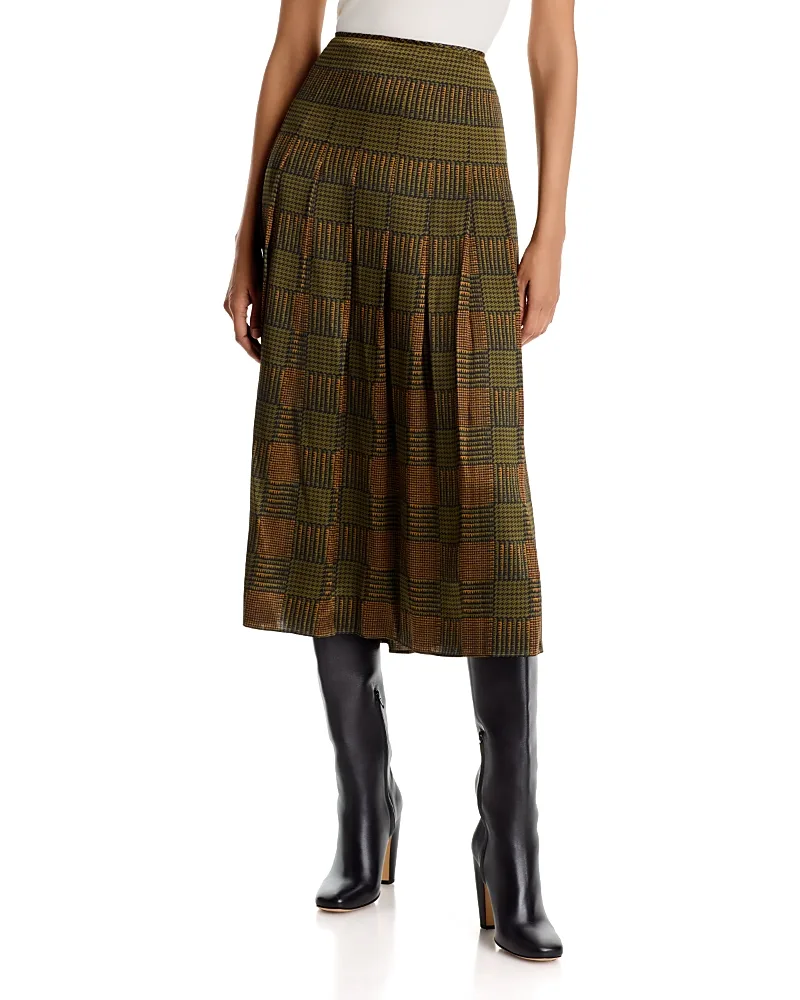 Lafayette 148 New York Silk Pleated Long Skirt