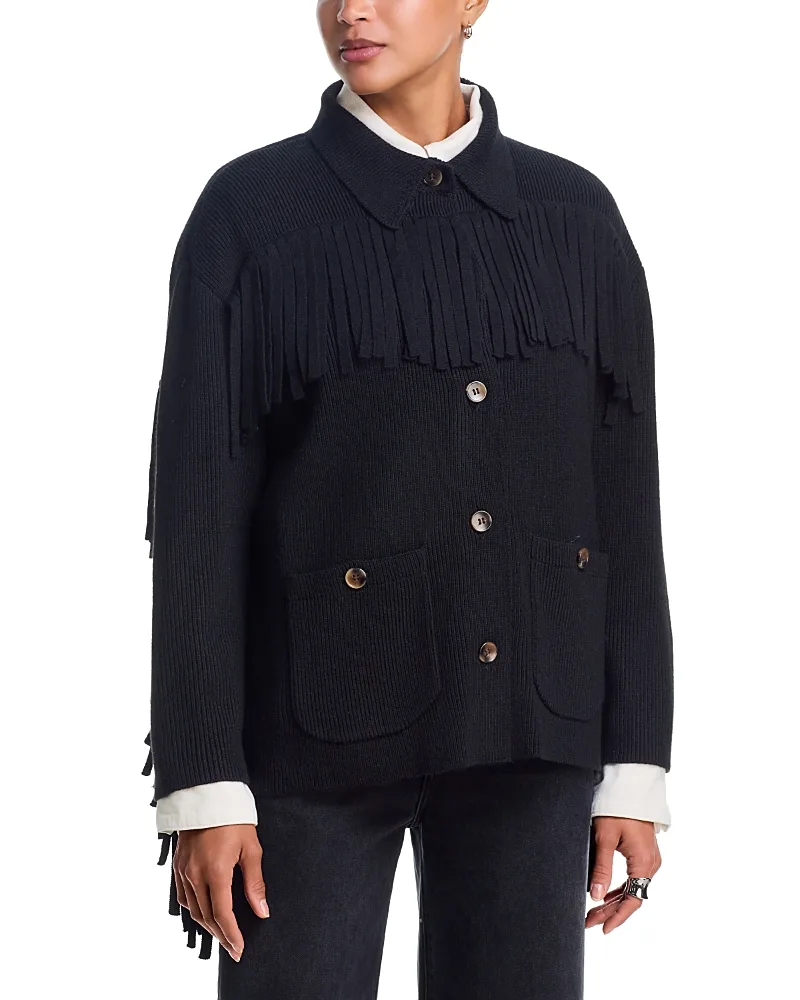 The Western Fringe Sweater Jacket by The Great
