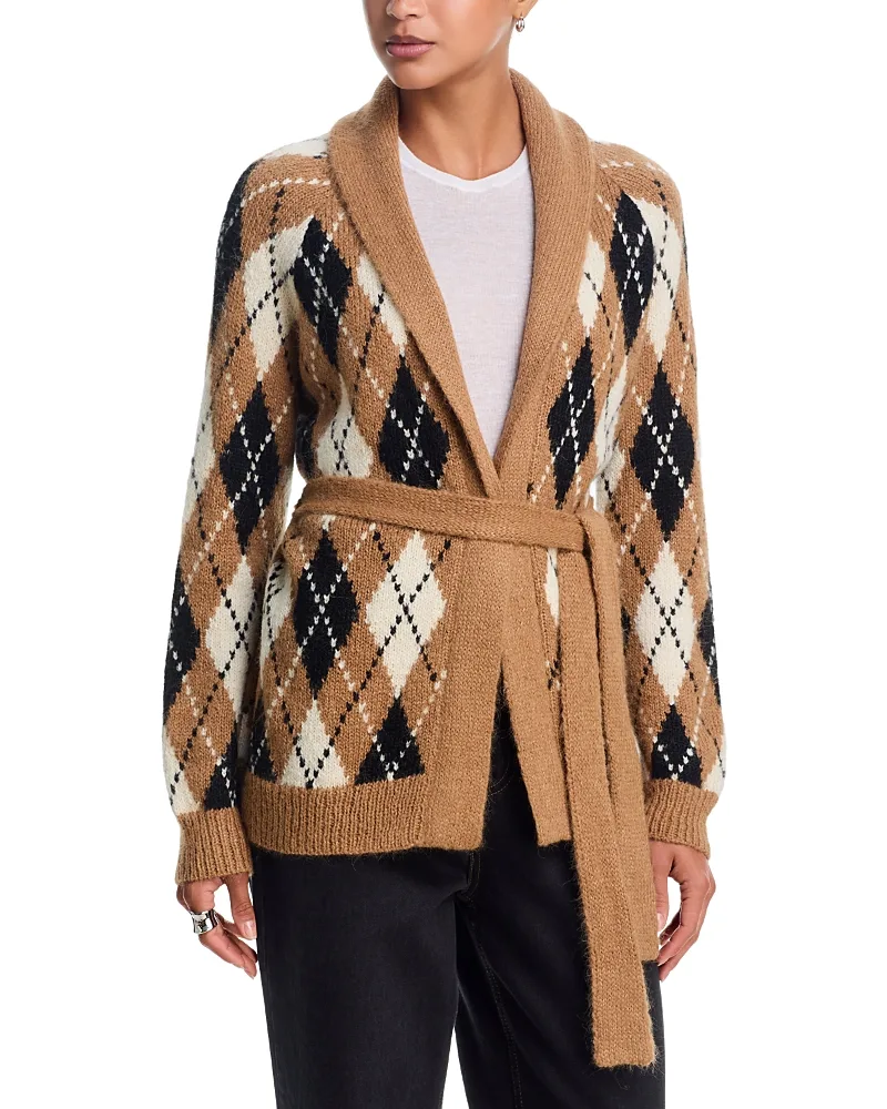 The Argyle Riding V Neck Cardigan Sweater by The Great