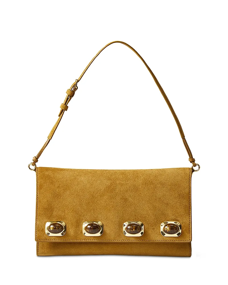 Stone Embellished Suede Crossbody Bag by Veronica Beard