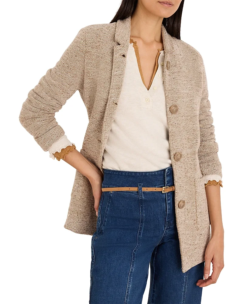 Notch Lapel Tweed Stitch Sweater Jacket by Nic+Zoe