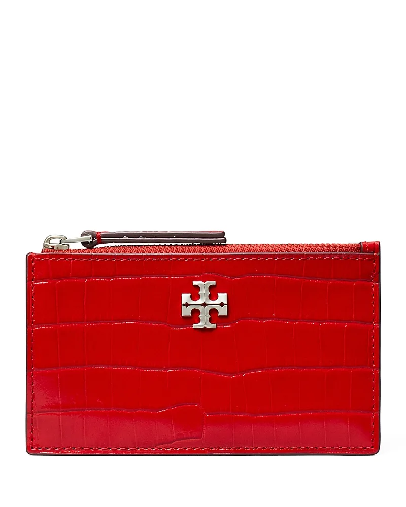 Kira Croc Embossed Leather Card Case by Tory Burch