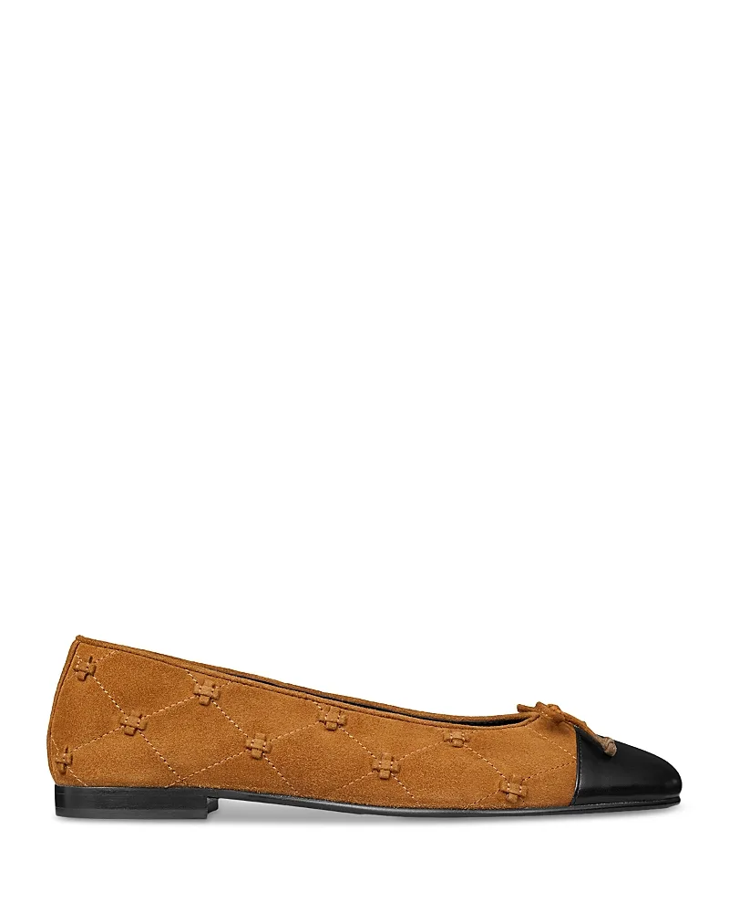 Cap Toe Bunny Knot Suede Ballet Flats by Tory Burch
