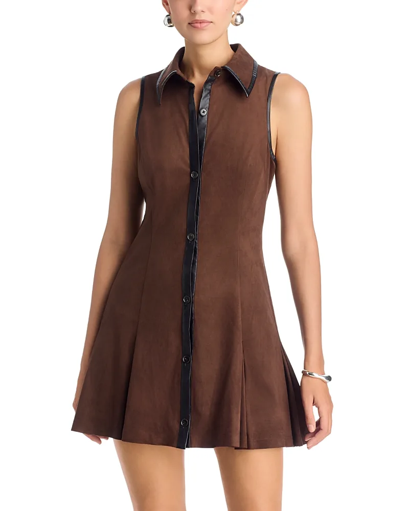 Stella Faux Leather Trim Dress by Ramy Brook