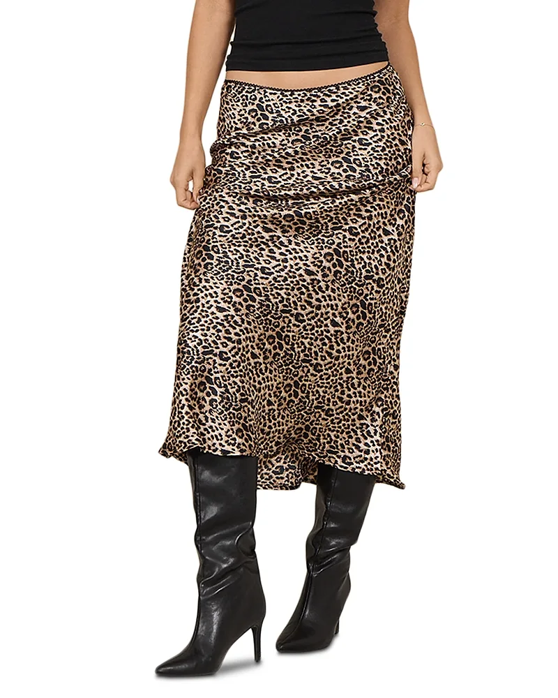Printed Satin Maxi Skirt by Vintage Havana