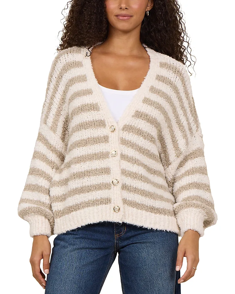Striped V Neck Cardigan by Vintage Havana