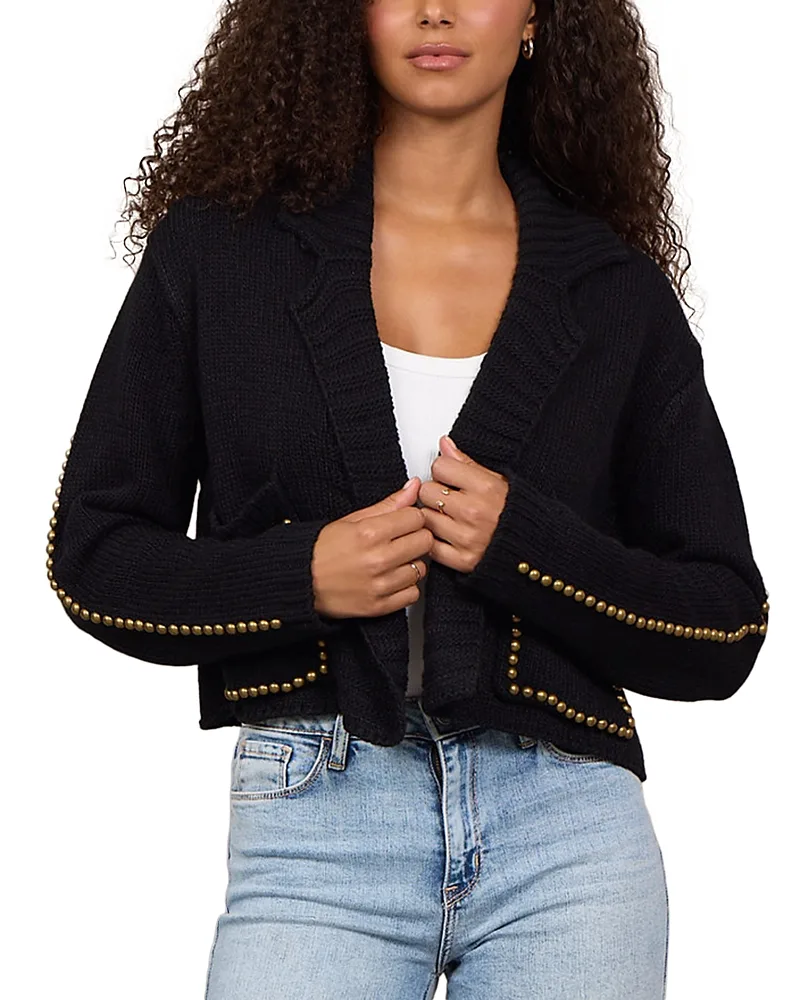 Stud Embellished Sweater Blazer by Vintage Havana