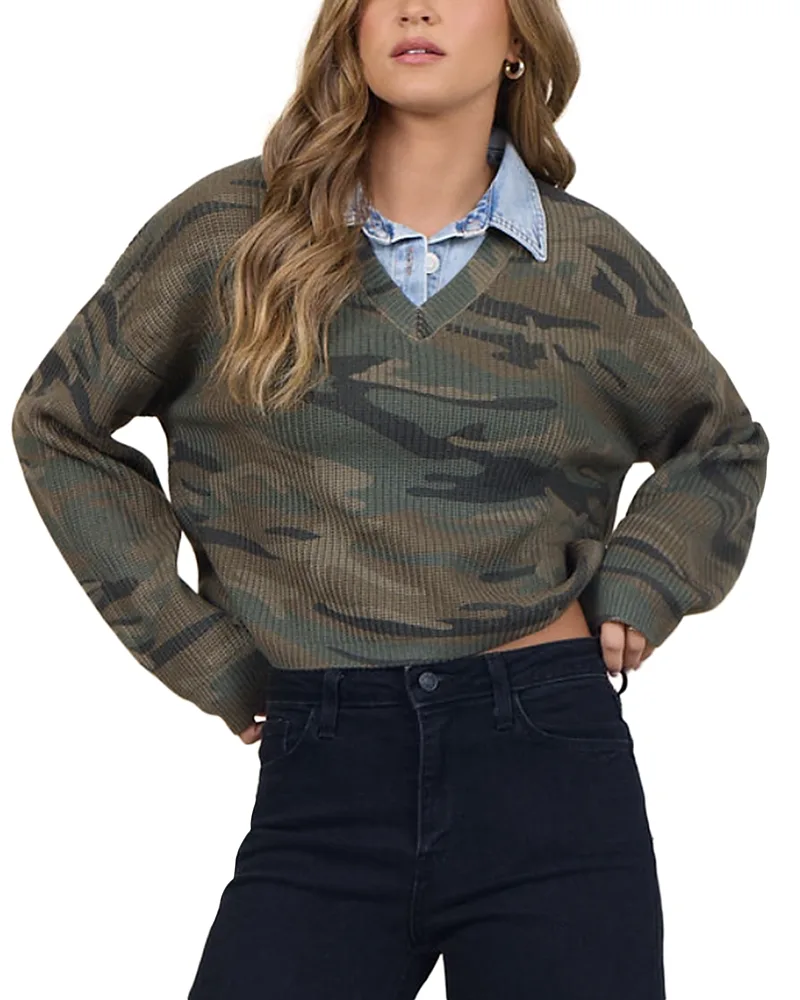 Layered Look Printed Sweater by Vintage Havana