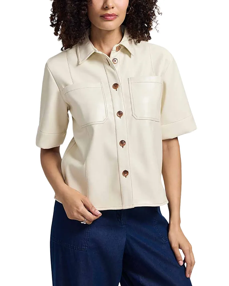 Demi Faux Leather Short Sleeve Shirt by Foxcroft