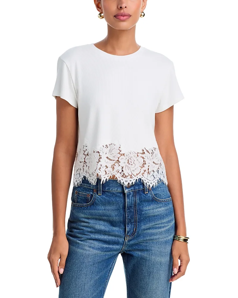 Paige Rib Lace Combo Tee by Generation Love