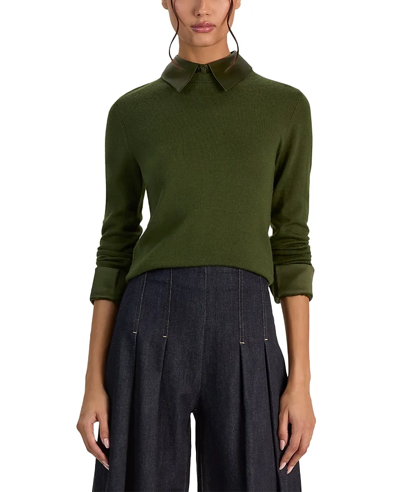 Porla Wool Stretch Collared Sweater by Alice And Olivia