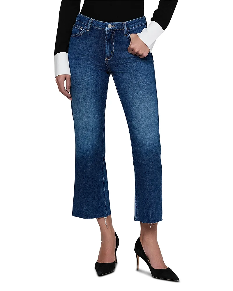 Wanda Cotton Blend High Rise Crop Wide Leg Jeans by L'AGENCE