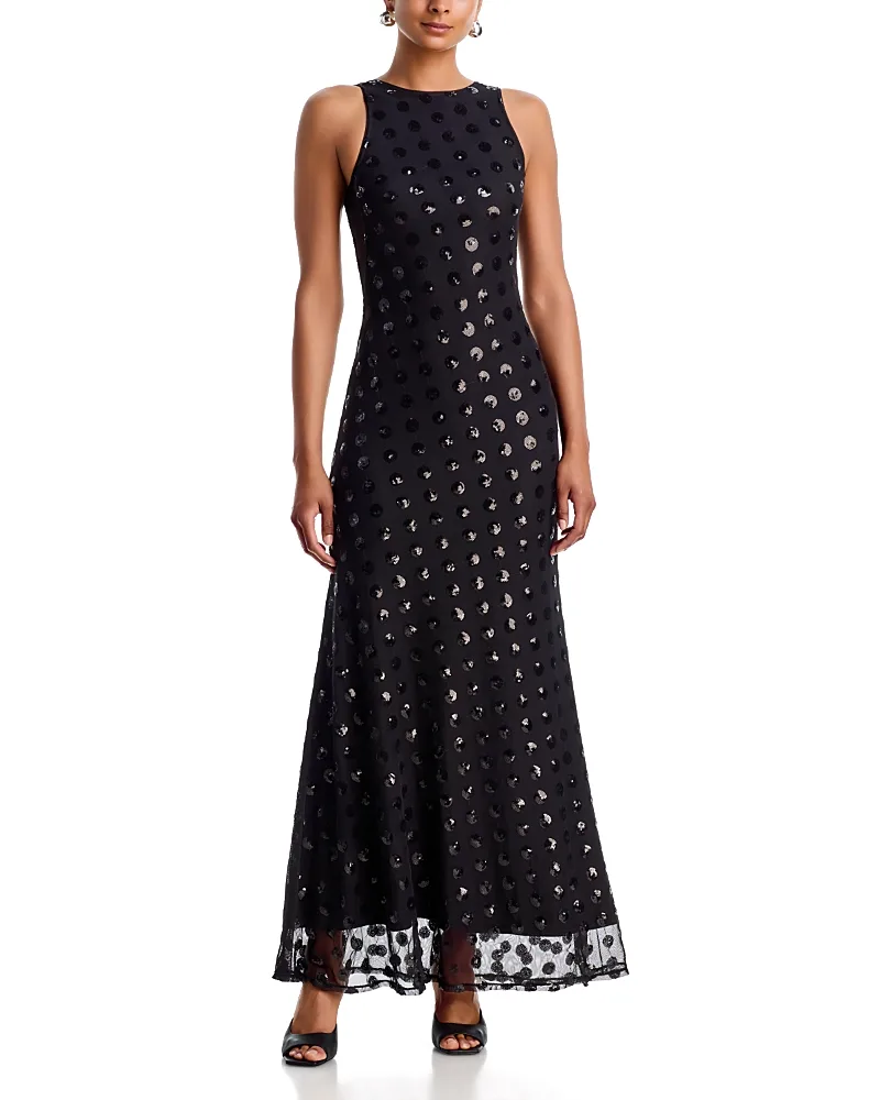 Berto Sequin Dot Mesh Maxi Dress by Afrm