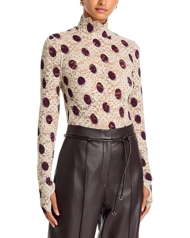 Zadie Flocked Dot Lace Top by Afrm
