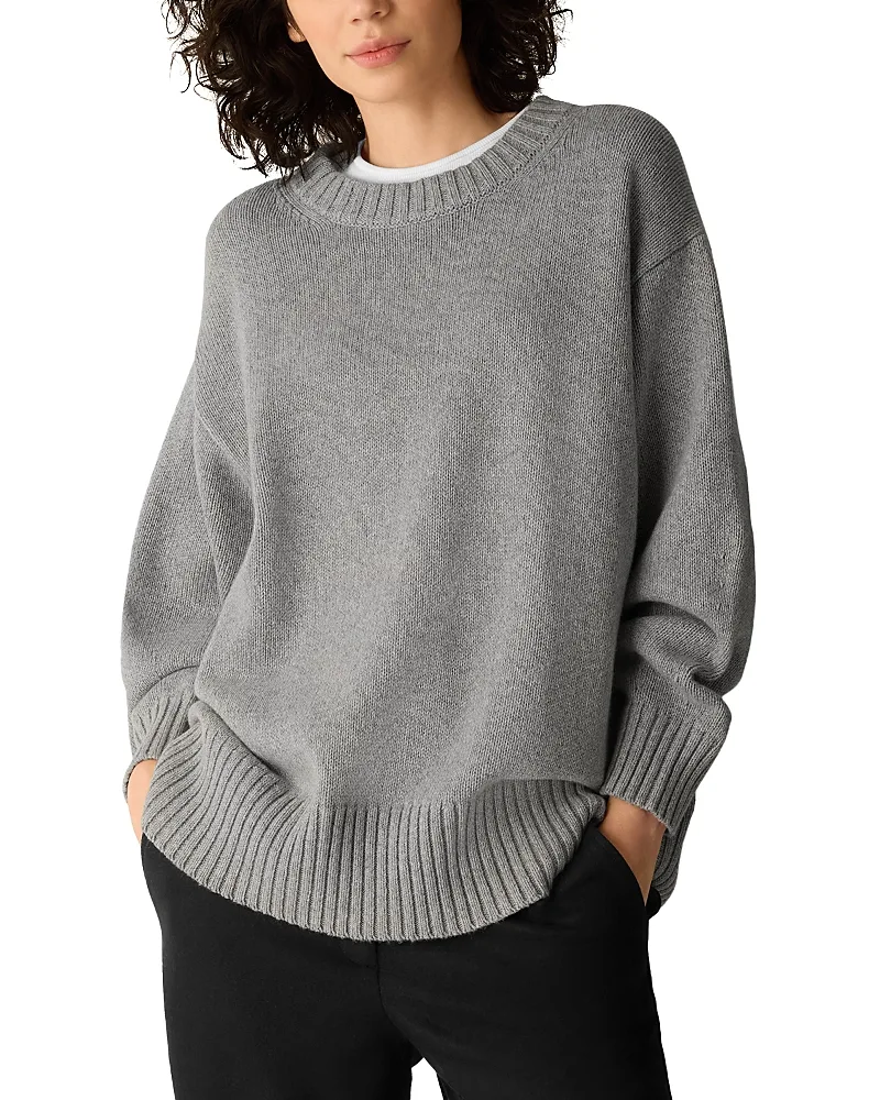 Cotton & Cashmere Crewneck Sweater by Eileen Fisher