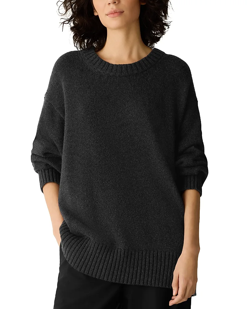 Cotton & Cashmere Crewneck Sweater by Eileen Fisher