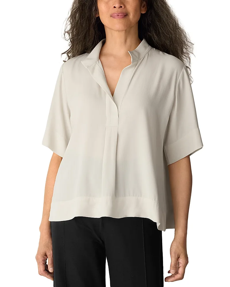 Silk Stand Collar Top