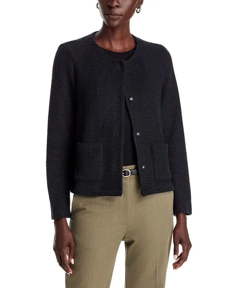 Cotton Boucle Round Neck Jacket by Eileen Fisher
