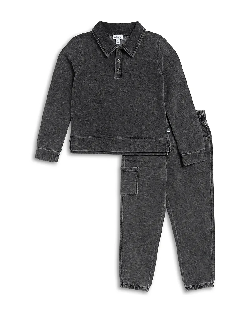 Overdye Long Sleeved Polo Shirt & Pants Set by Splendid
