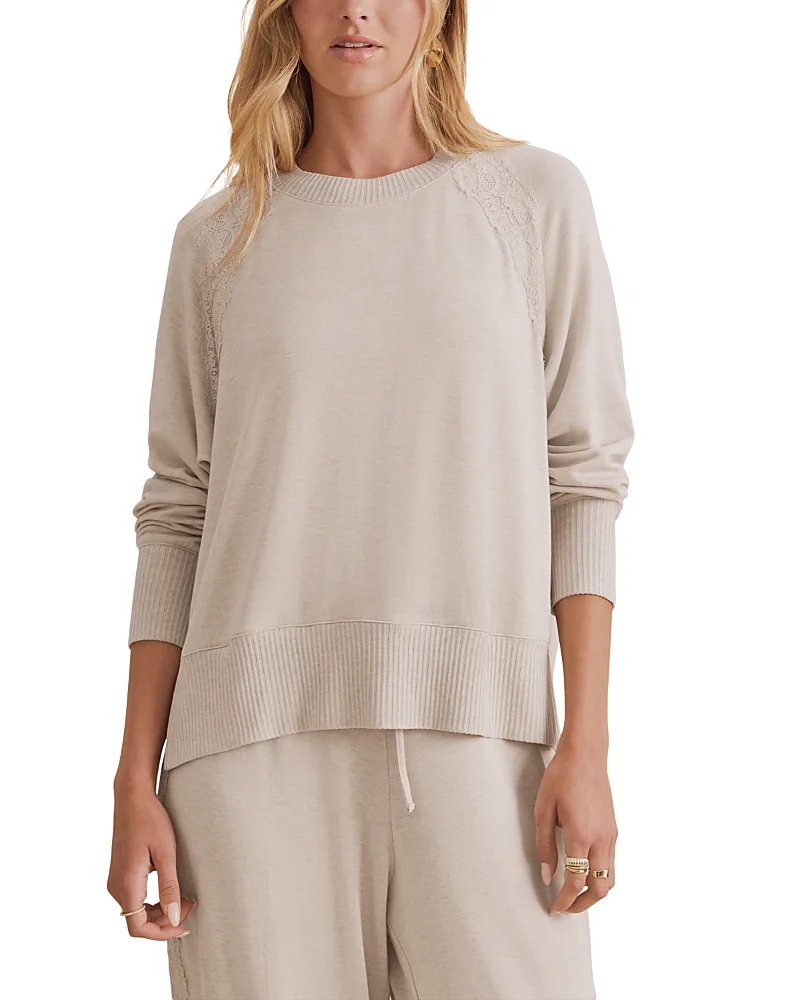 Supersoft Lace Trim Crewneck Sweater by Splendid