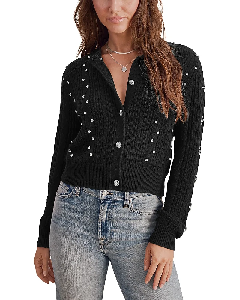 Chandler Faux Fur Collar Embellished Sweater