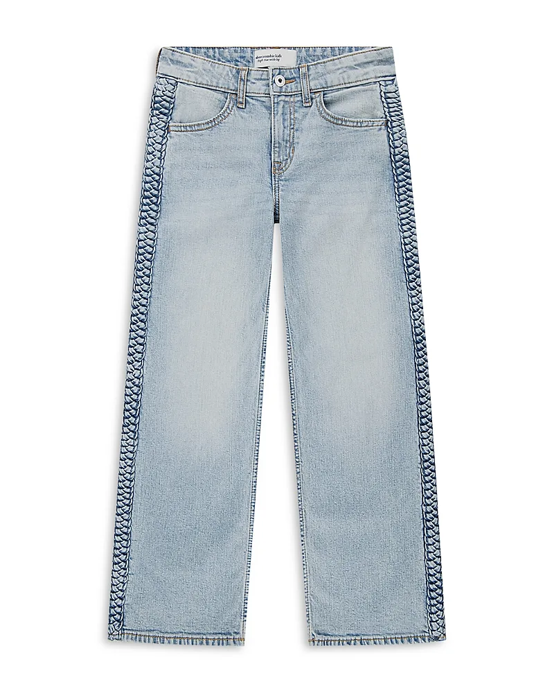 High Rise Braided Cotton Blend Wide Leg Jeans by Abercrombie Kids