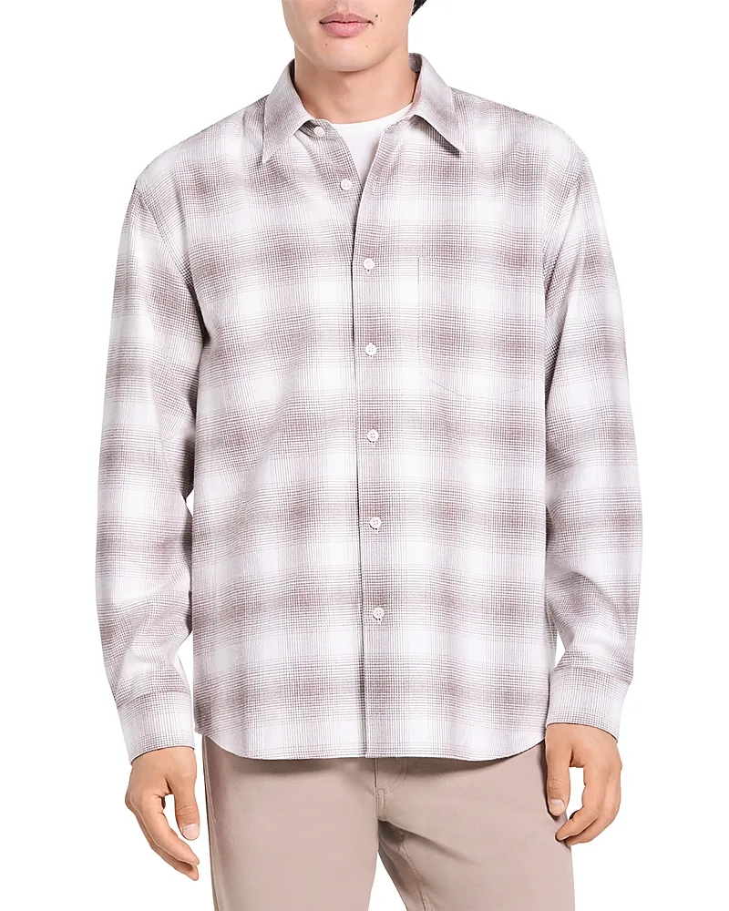 Irving Cotton Faded Plaid Shirt by Theory
