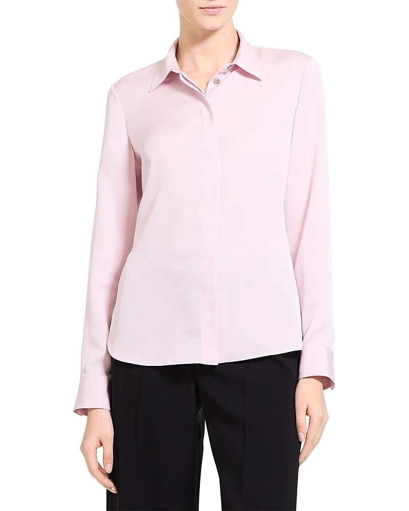 Classic Fitted Silk Shirt by Theory