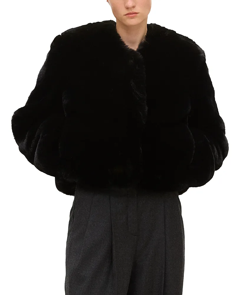 Cropped Faux Fur Jacket by Theory