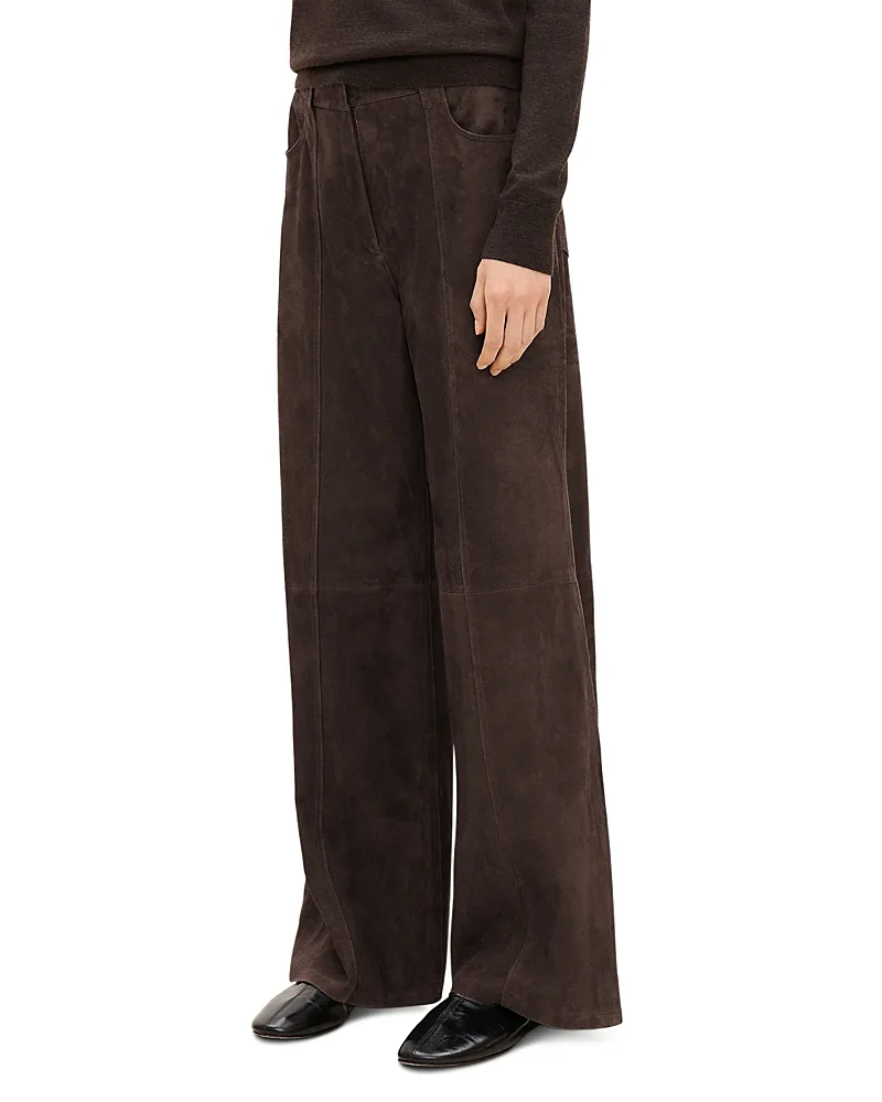 High Rise Suede Wide Leg Jeans by Theory