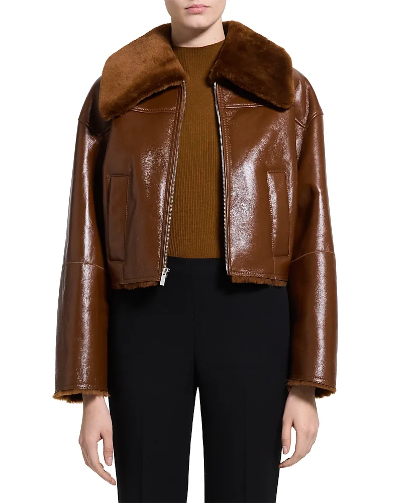 Cropped Shearling Jacket by Theory