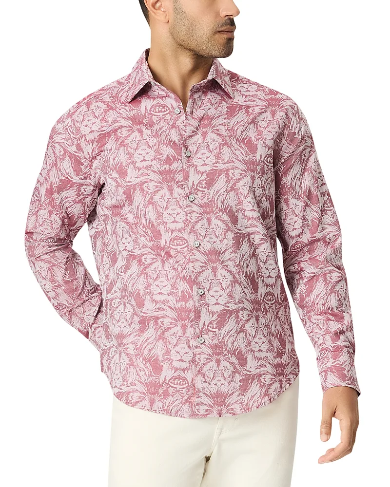 Dubois Slim Fit Lion Pattern Cotton Woven Shirt by Robert Graham