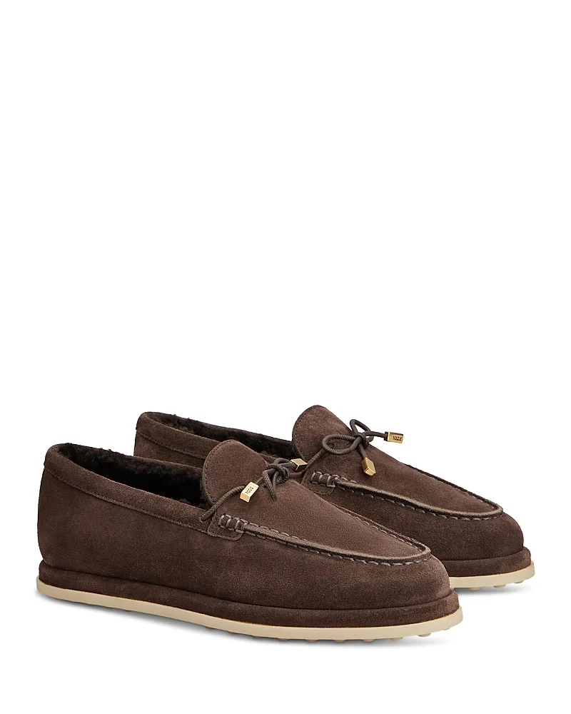 Suede Shearling Lined Loafers by Tod's