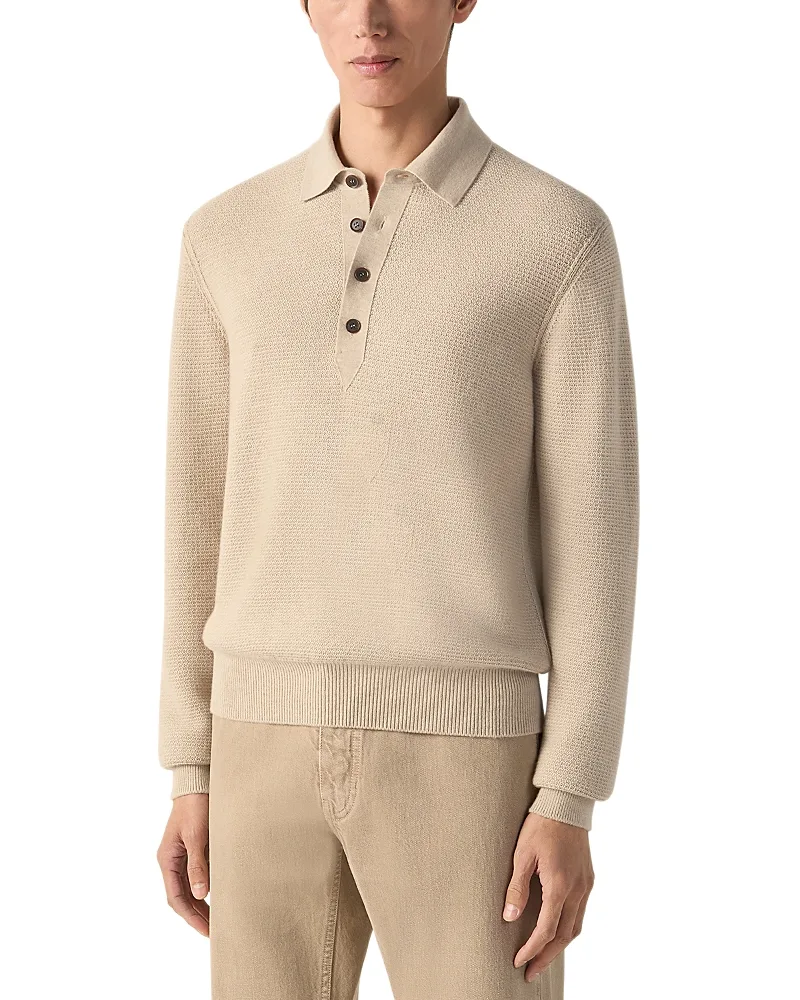 Oasi Cashmere Button Polo Shirt by Zegna
